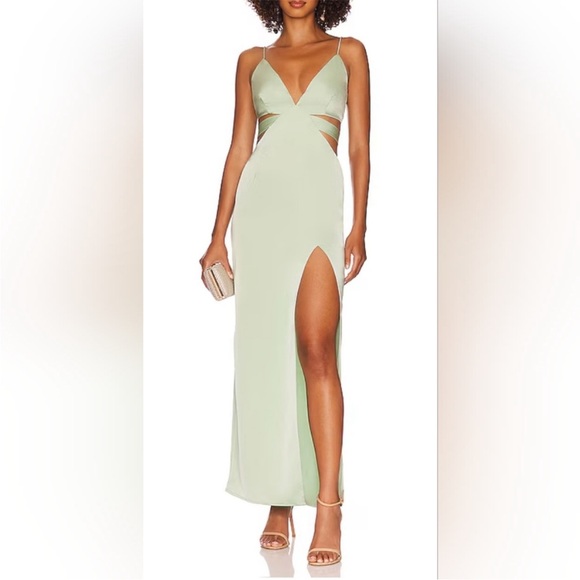 REVOLVE Superdown Sage Green Formal Wedding Guest Maxi Dress Small NWT - Picture 1 of 3